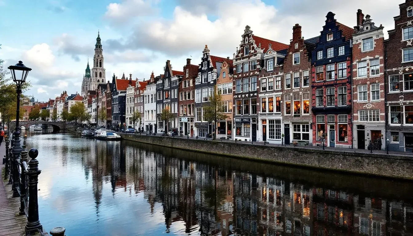 Filming in Ghent with Graslei waterfront view